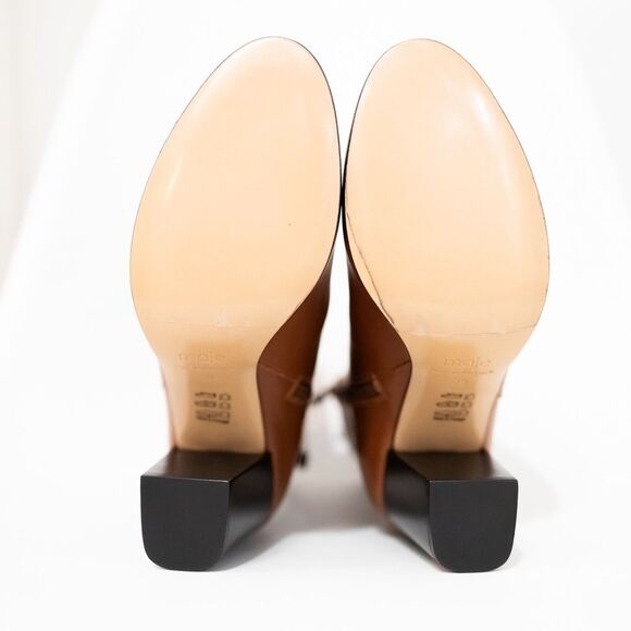 NEW Maje Flixy Cognac Block Heel Booties Brown Boots Size 39 NIB - Picture 8 of 10
